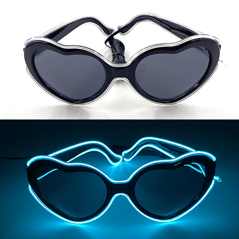 LED Heart Festival Glasses – Light Up Love Heart Sunglasses for Festivals, Parties & Bachelorette Events