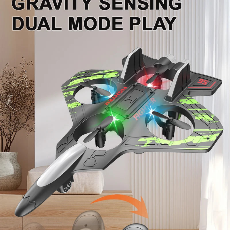 LED Remote Control Fighter Plane – 2.4G RC Foam Glider with Stunt Flight