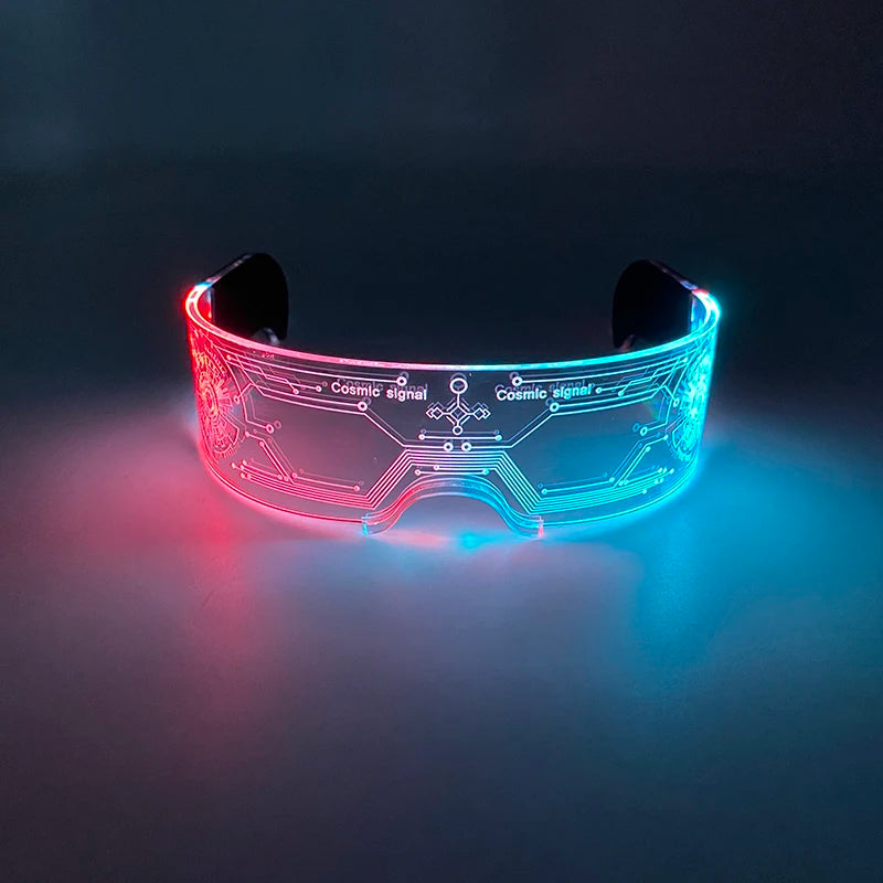 Rainbow LED Festival Glasses – Futuristic Light Up DJ Sunglasses for Raves, Concerts & Night Parties
