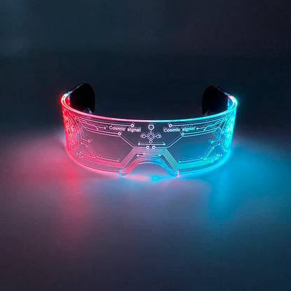 Rainbow LED Festival Glasses – Futuristic Light Up DJ Sunglasses for Raves, Concerts & Night Parties