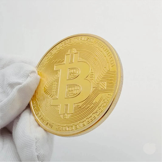 Gold Plated Bitcoin Collectible Coin – Cryptocurrency Commemorative Token