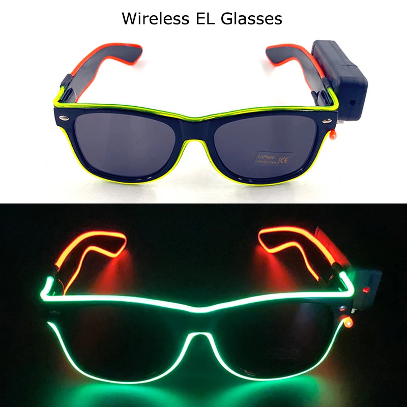 Wireless LED Festival Sunglasses – Glow Party UV400 Light Up Glasses for Rave Festivals & Night Events