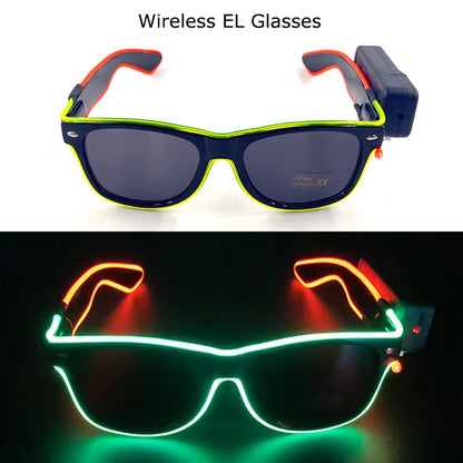 Wireless LED Festival Sunglasses – Glow Party UV400 Light Up Glasses for Rave Festivals & Night Events