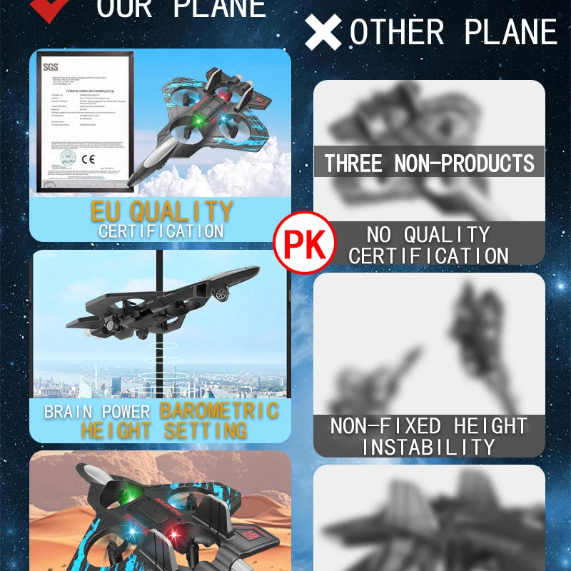 LED Remote Control Fighter Plane – 2.4G RC Foam Glider with Stunt Flight