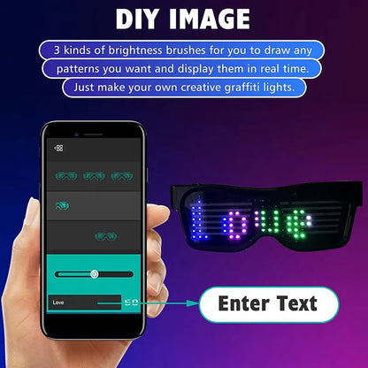 LED Smart Glasses – Bluetooth App Control LED Display Glasses for Music Festivals, Raves & Summer Parties