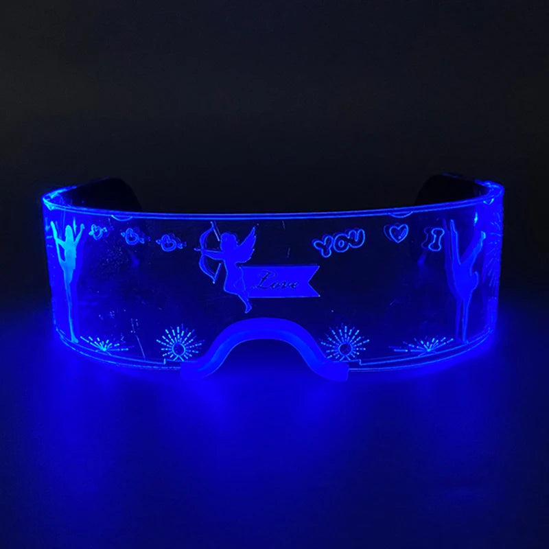 Rainbow LED Festival Glasses – Futuristic Light Up DJ Sunglasses for Raves, Concerts & Night Parties