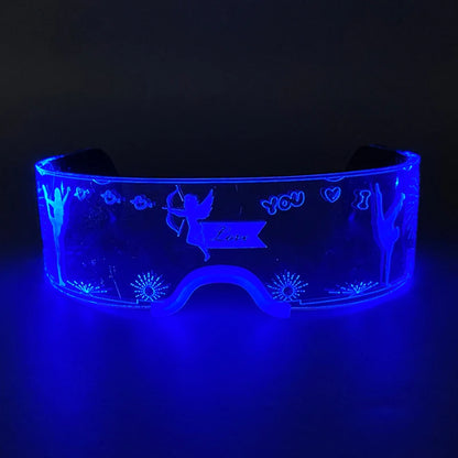 Rainbow LED Festival Glasses – Futuristic Light Up DJ Sunglasses for Raves, Concerts & Night Parties