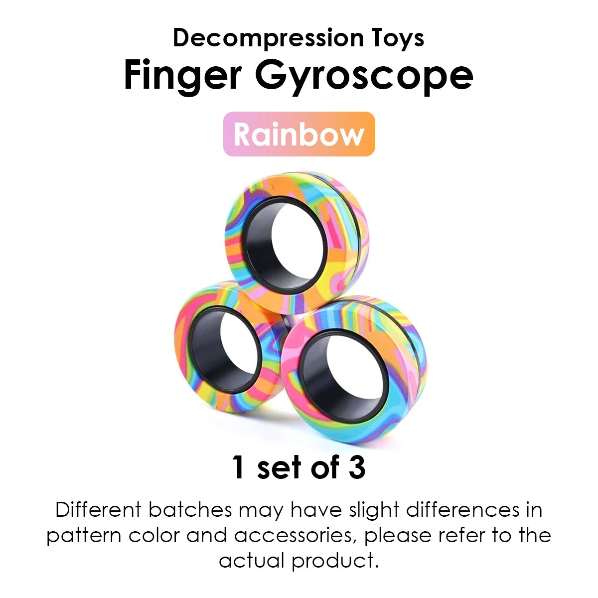 Magnetic Fidget Rings – 3PCS Stress Relief Spinner Toy Set