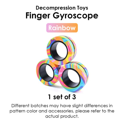Magnetic Fidget Rings – 3PCS Stress Relief Spinner Toy Set