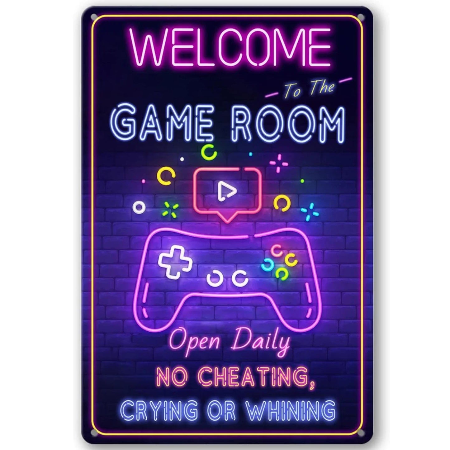 Gaming Room Metal Wall Sign – Retro Gamer Decor for Bedroom or Game Room