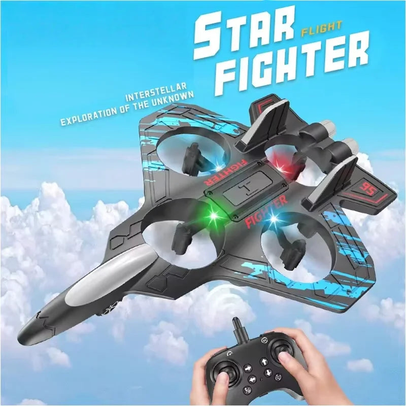 LED Remote Control Fighter Plane – 2.4G RC Foam Glider with Stunt Flight