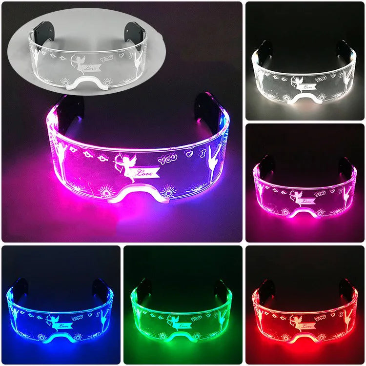 Rainbow LED Festival Glasses – Futuristic Light Up DJ Sunglasses for Raves, Concerts & Night Parties
