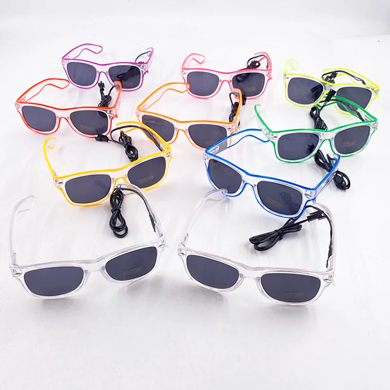 LED Rave Cosplay Glasses – Neon Light Up Festival Goggles for Music Festivals, DJ Parties & Clubs