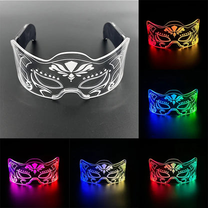 Rainbow LED Festival Glasses – Futuristic Light Up DJ Sunglasses for Raves, Concerts & Night Parties