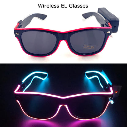 Wireless LED Festival Sunglasses – Glow Party UV400 Light Up Glasses for Rave Festivals & Night Events