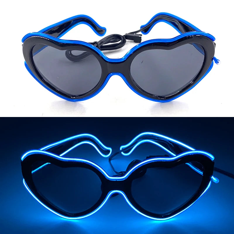 LED Heart Festival Glasses – Light Up Love Heart Sunglasses for Festivals, Parties & Bachelorette Events