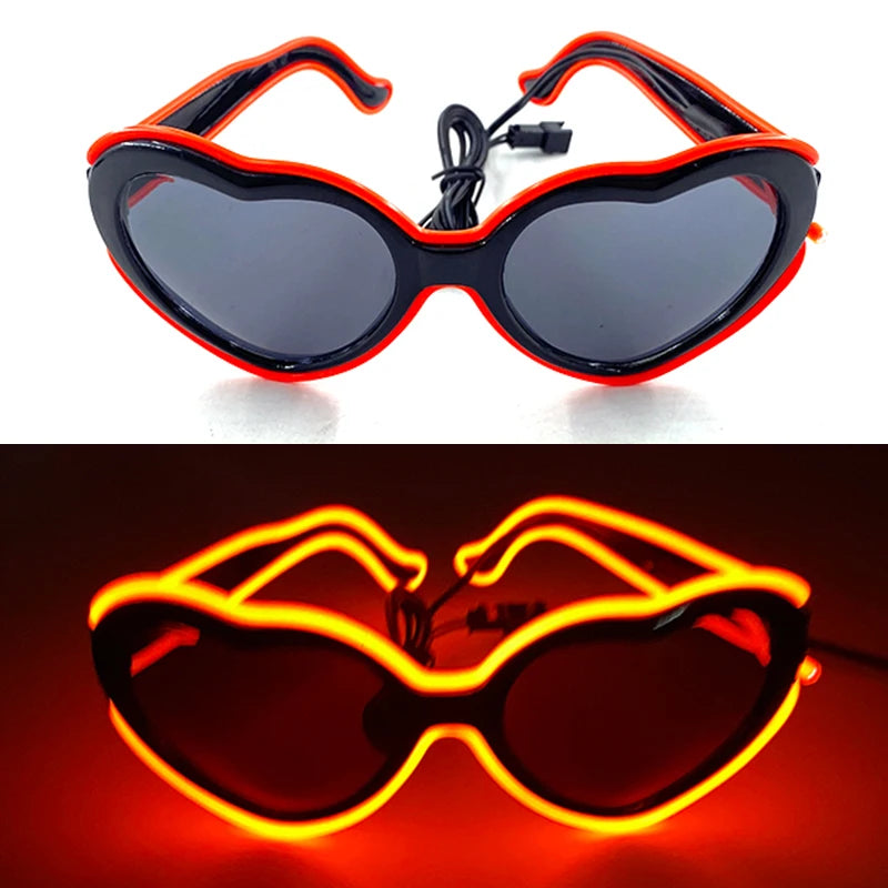 LED Heart Festival Glasses – Light Up Love Heart Sunglasses for Festivals, Parties & Bachelorette Events