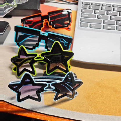 LED Star Festival Glasses – Light Up Rave Party Sunglasses for Festivals, Concerts & Night Events